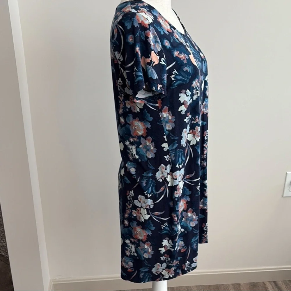 Soma Nightgown Floral Navy Short Sleeve Stretchy Size S Knee Length - Picture 3 of 5